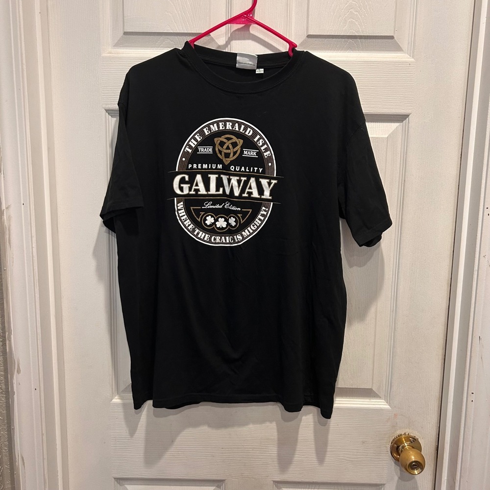 Traditional Craft Wear Galway Ireland T Shirt Mens‎ Large Relaxed Black Irish